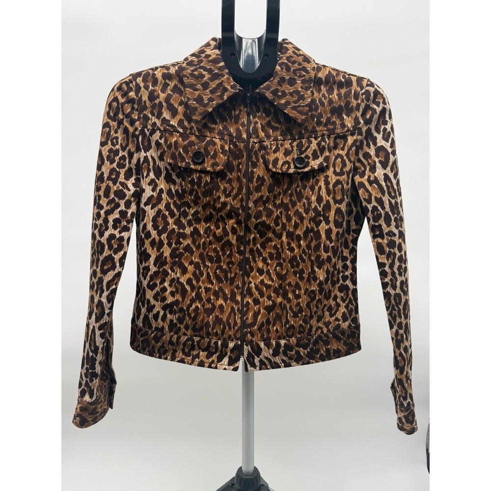 Dolce & Gabbana D&G VTG Y2K Leopard Print Zip Jacket Made Italy Women IT 42 US 6